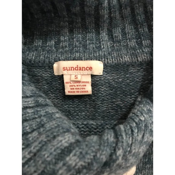 Sundance Stratton Green Turtleneck Lambswool Snowflake Sweater - Size Small - Picture 5 of 8